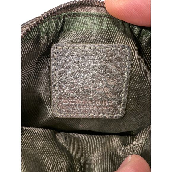 Burberry Shimmer Check Metalic Leather Pouch / Wristlet 7" - Picture 3 of 6